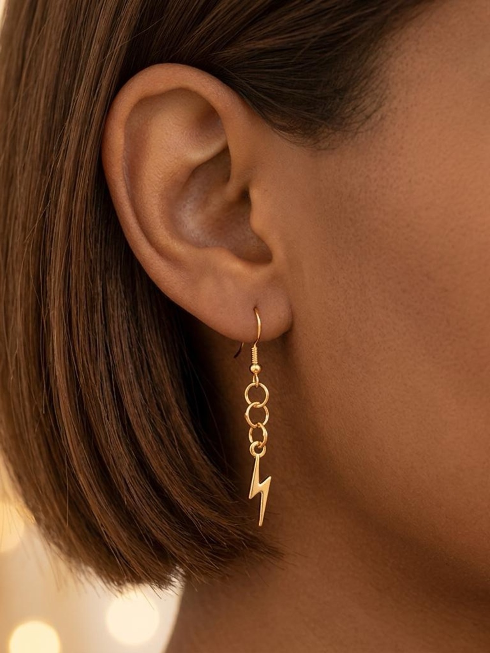 Artisan Gold Lightning Drop Earrings